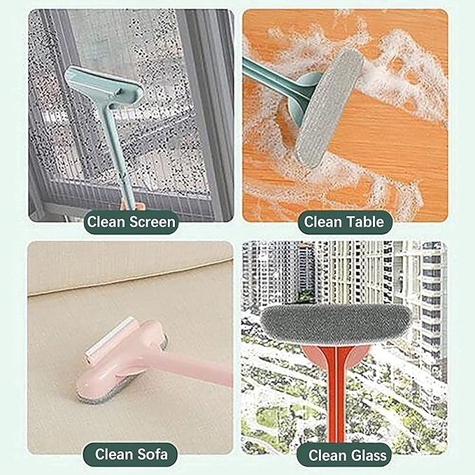 2 in 1 Mesh Cleaning Brush And Wiper with Extended Handle Window Cleaning Brush Net Cleaner Double-Sided Window Cleaner Window Mesh Cleaner