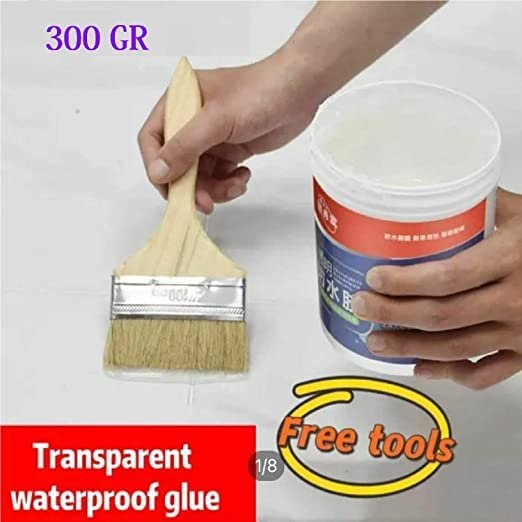 Waterproof Transparent Glue 300g with brush, Roof Sealant Waterproof Gel  Adhesive seal cracks agent for cement surface, steel, ceramic tile, marble,  wood, metal Crack Seal Agent