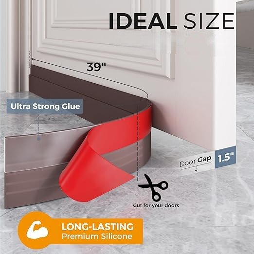 Brown Colour 39 Inch Silicone Door Gaurd Self Adhesive Door Gap Filler Rubber Bottom Sealing Strip Guard Protector from Cockroach Insect Bugs Air And Dust