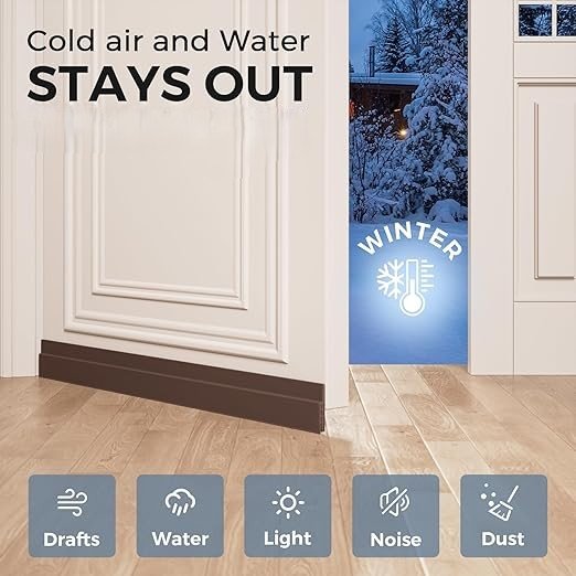 Brown Colour 39 Inch Silicone Door Gaurd Self Adhesive Door Gap Filler Rubber Bottom Sealing Strip Guard Protector from Cockroach Insect Bugs Air And Dust