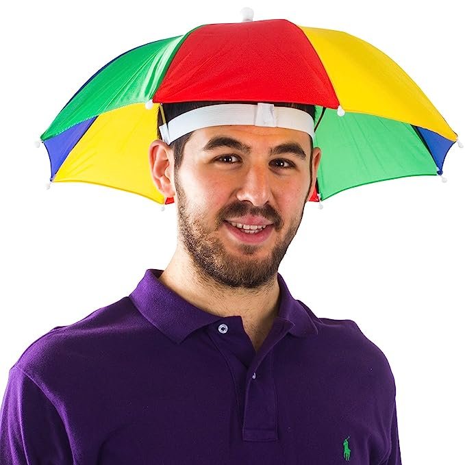 rainbow umbrella hat